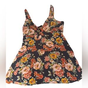 Charlotte Russe Floral Print Mini Dress-Navy/Pink 2X